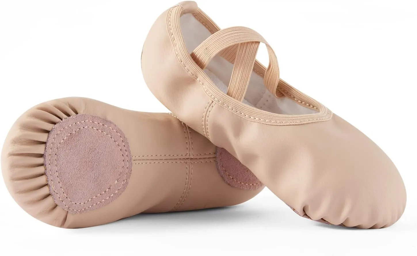 DyingSwan Toddler Ballet Shoes for Girls, Soft Leather Ballet Slippers, No-Tie Ballet Shoes Dance Shoes for Girls (Toddler/Little/Big Kid/Women)