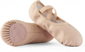 DyingSwan Toddler Ballet Shoes for Girls, Soft Leather Ballet Slippers, No-Tie Ballet Shoes Dance Shoes for Girls (Toddler/Little/Big Kid/Women)