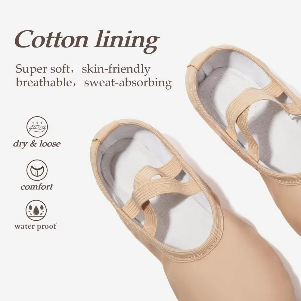 DyingSwan Toddler Ballet Shoes for Girls, Soft Leather Ballet Slippers, No-Tie Ballet Shoes Dance Shoes for Girls (Toddler/Little/Big Kid/Women)