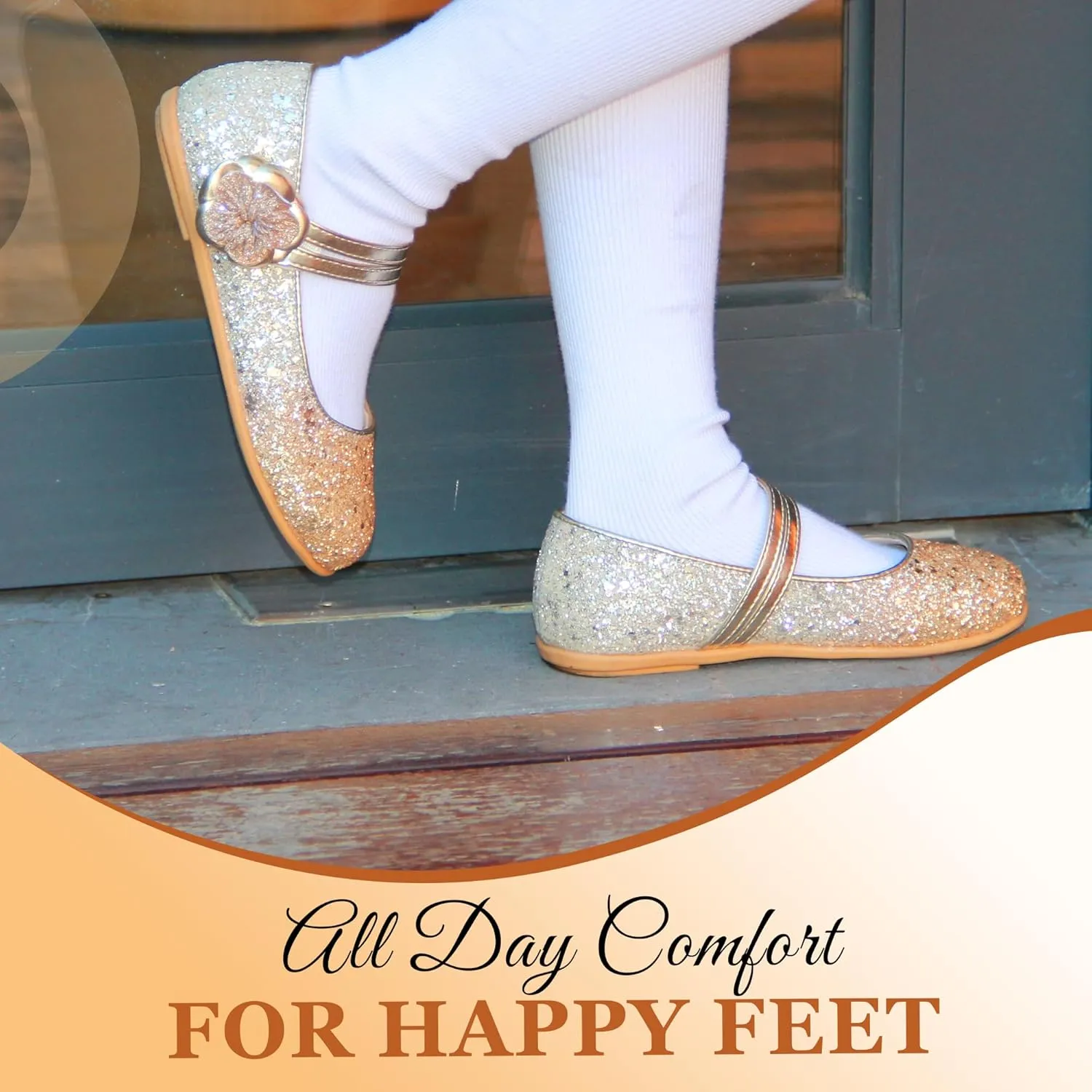 EIGHT KM Toddler Girls Dress Shoes  Girls Mary Jane Shoes | Mary Jane Flats - Ballet Flats  Party, Flower Girl, Wedding Dress Shoes for Girls  Comfortable & Non-Slip Design for Ages up to 7