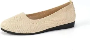 Flats Shoes for Women, Square Toe Ballet Flats Shoes with Arch Support, Knit Flats for Women Slip On Walking Flat Dress Shoes