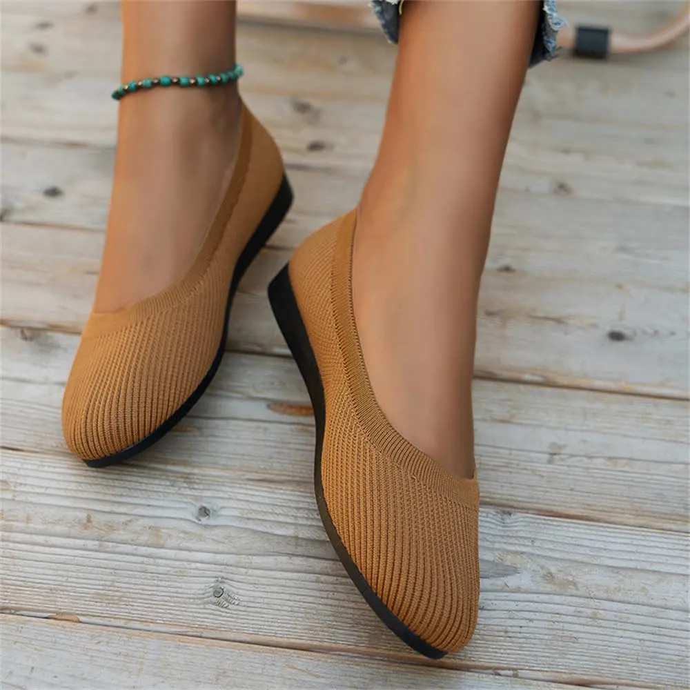 Flats Shoes for Women, Square Toe Ballet Flats Shoes with Arch Support, Knit Flats for Women Slip On Walking Flat Dress Shoes