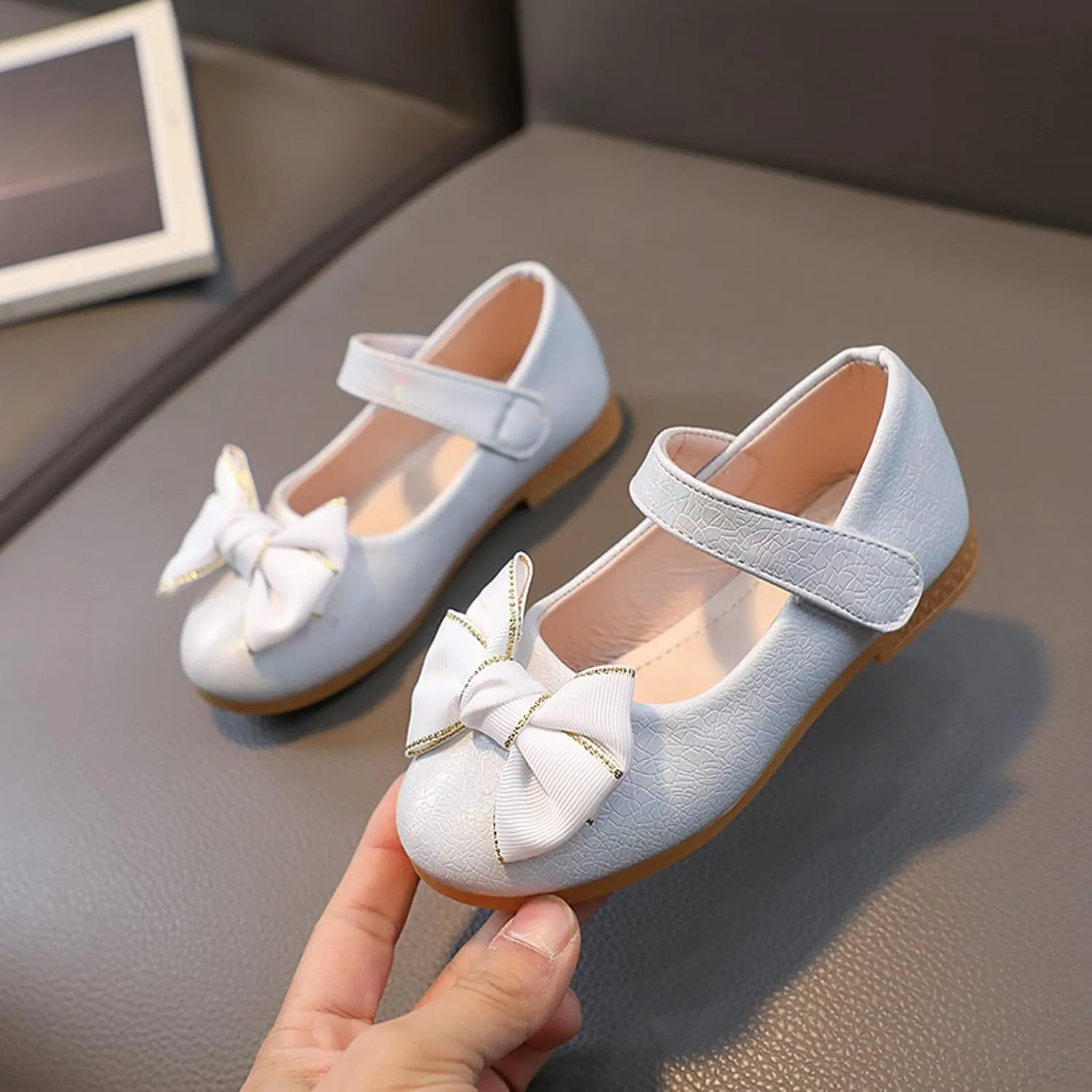 Flower Girl Ballet Flat Bow Ballerina Mary Jane Dress Shoes for Party School Wedding(Toddler/Little Kid) Girls Shoes