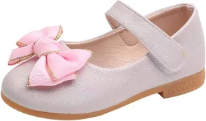 Flower Girl Ballet Flat Bow Ballerina Mary Jane Dress Shoes for Party School Wedding(Toddler/Little Kid) Girls Shoes