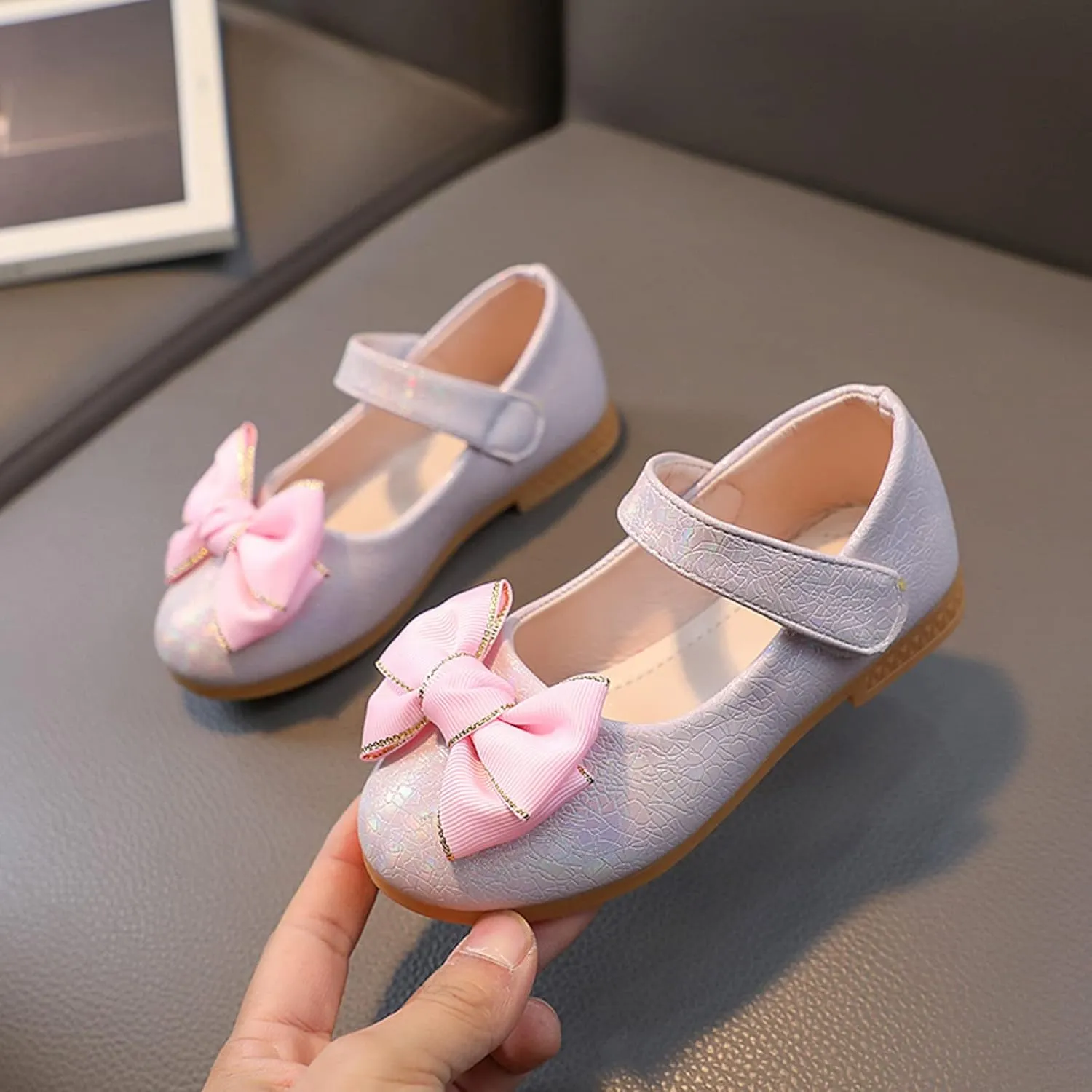 Flower Girl Ballet Flat Bow Ballerina Mary Jane Dress Shoes for Party School Wedding(Toddler/Little Kid) Girls Shoes