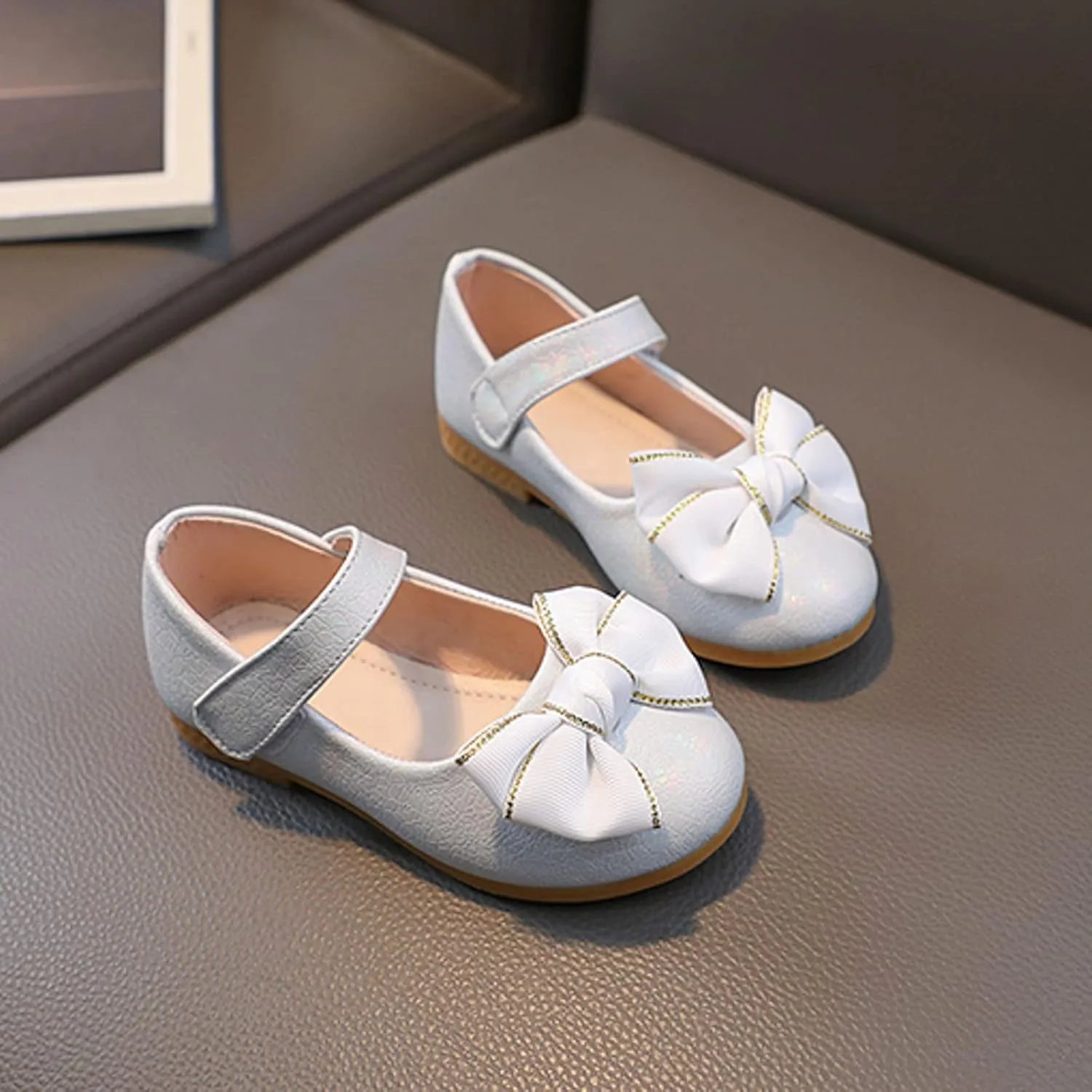 Flower Girl Ballet Flat Bow Ballerina Mary Jane Dress Shoes for Party School Wedding(Toddler/Little Kid) Girls Shoes
