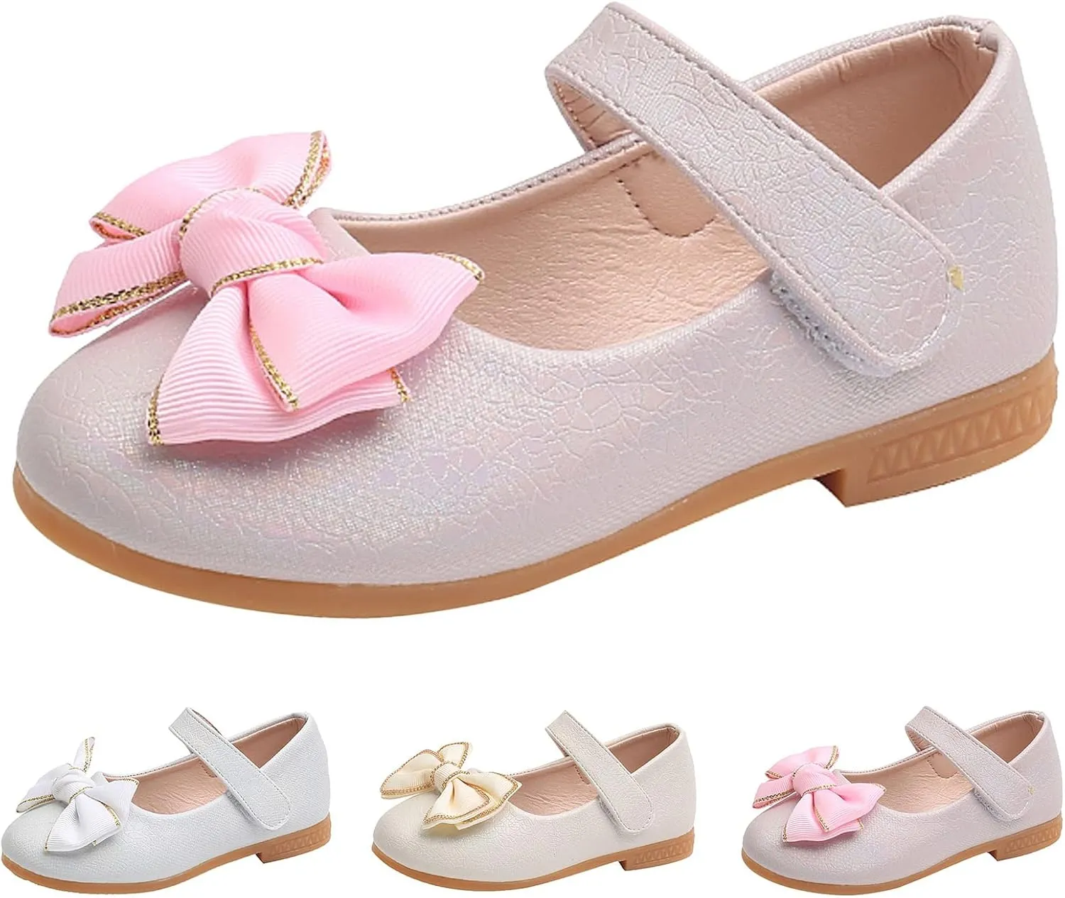 Flower Girl Ballet Flat Bow Ballerina Mary Jane Dress Shoes for Party School Wedding(Toddler/Little Kid) Girls Shoes
