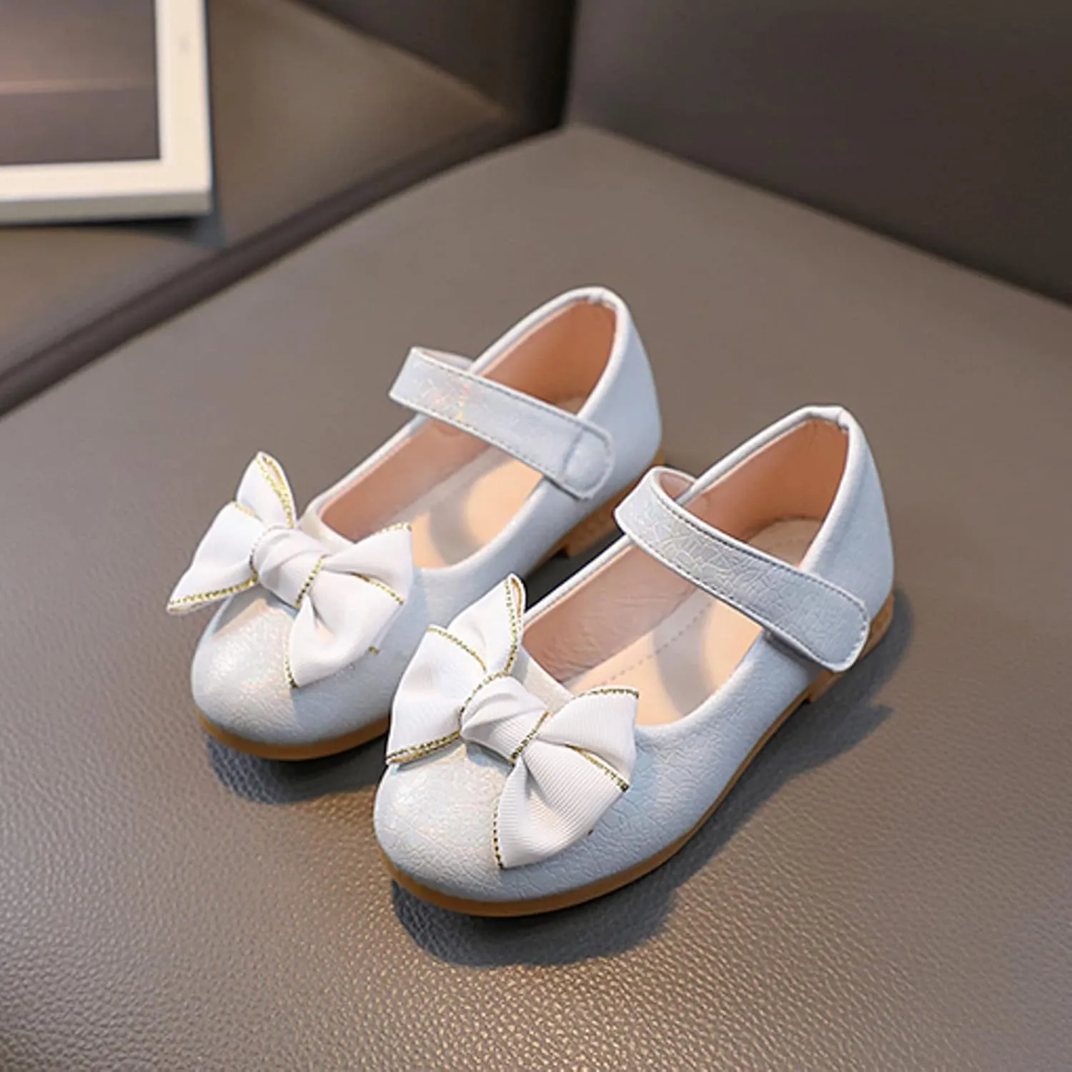 Flower Girl Ballet Flat Bow Ballerina Mary Jane Dress Shoes for Party School Wedding(Toddler/Little Kid) Girls Shoes