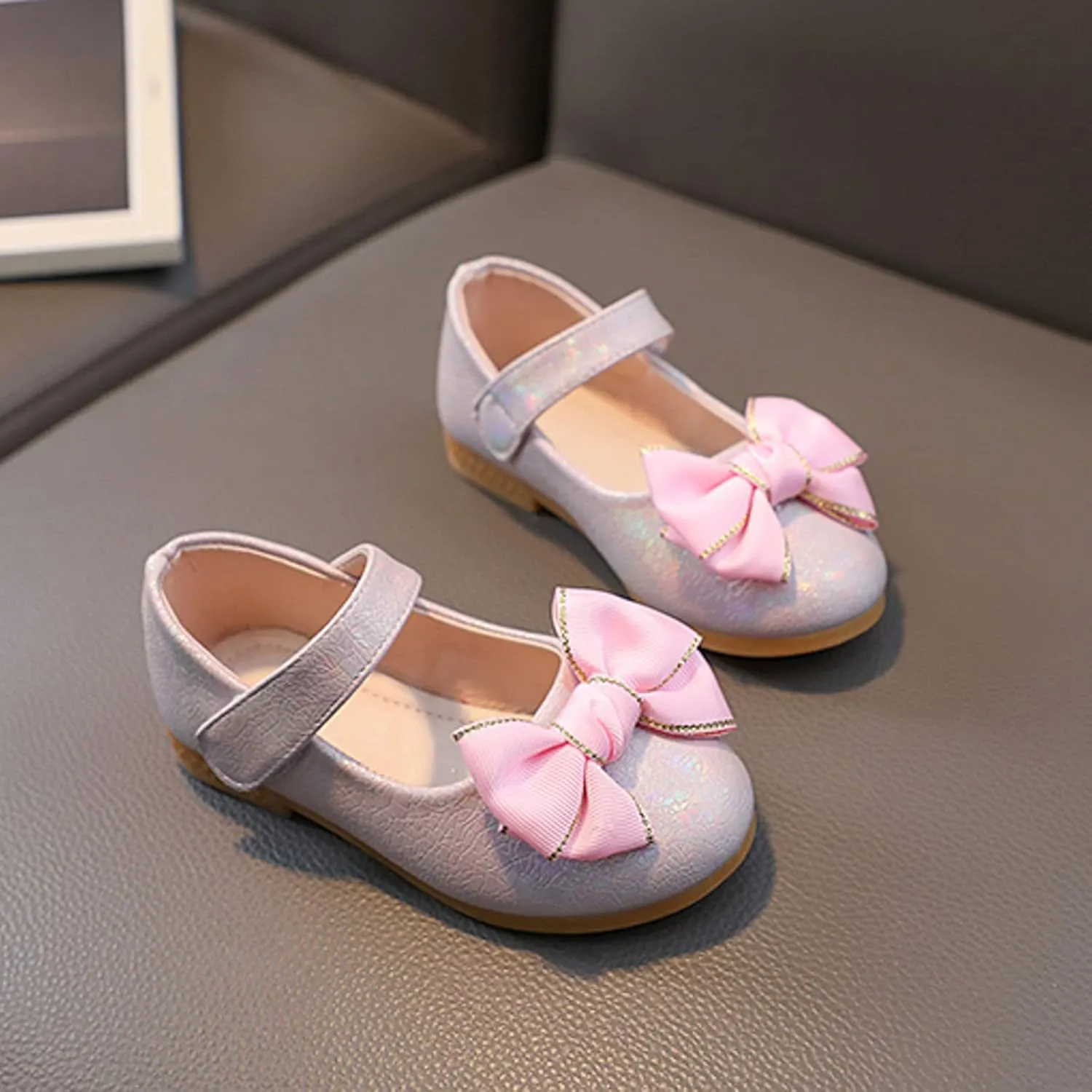 Flower Girl Ballet Flat Bow Ballerina Mary Jane Dress Shoes for Party School Wedding(Toddler/Little Kid) Girls Shoes