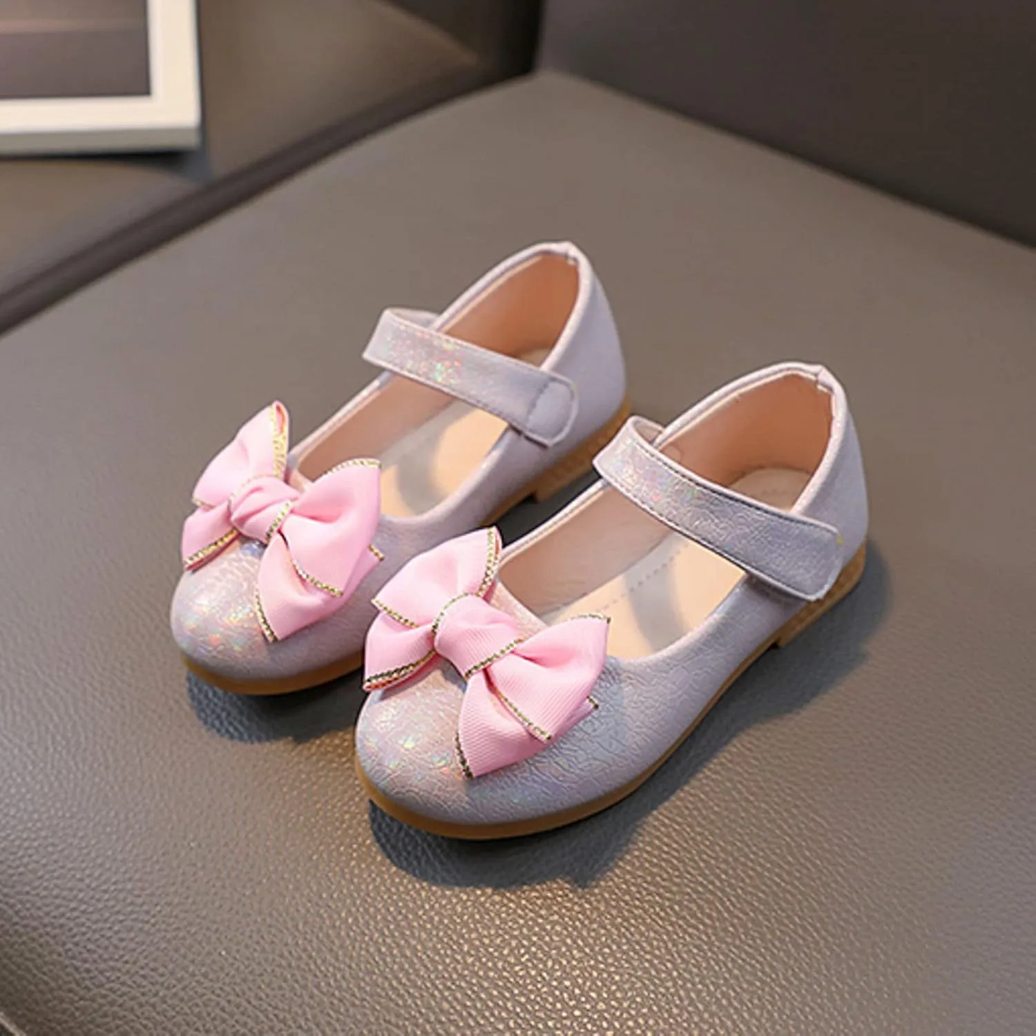 Flower Girl Ballet Flat Bow Ballerina Mary Jane Dress Shoes for Party School Wedding(Toddler/Little Kid) Girls Shoes