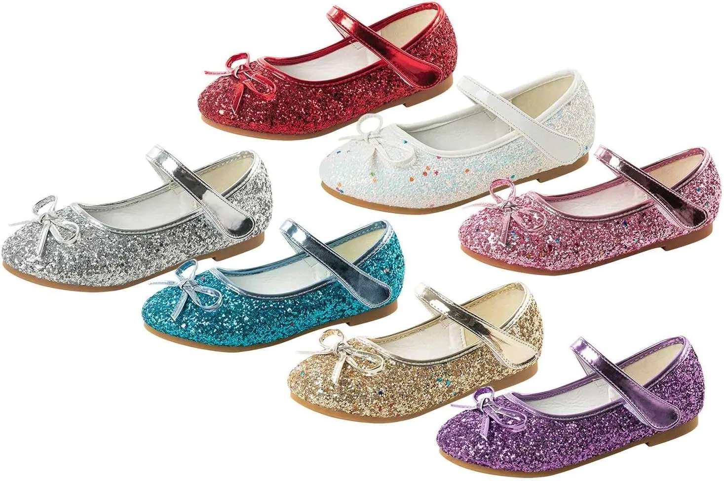 Flower Girl Dress Shoes Rhinestones Bow Mary Jane Ballet Flats for Girls Wedding Party Toddler Kids Dress Shoes Girls