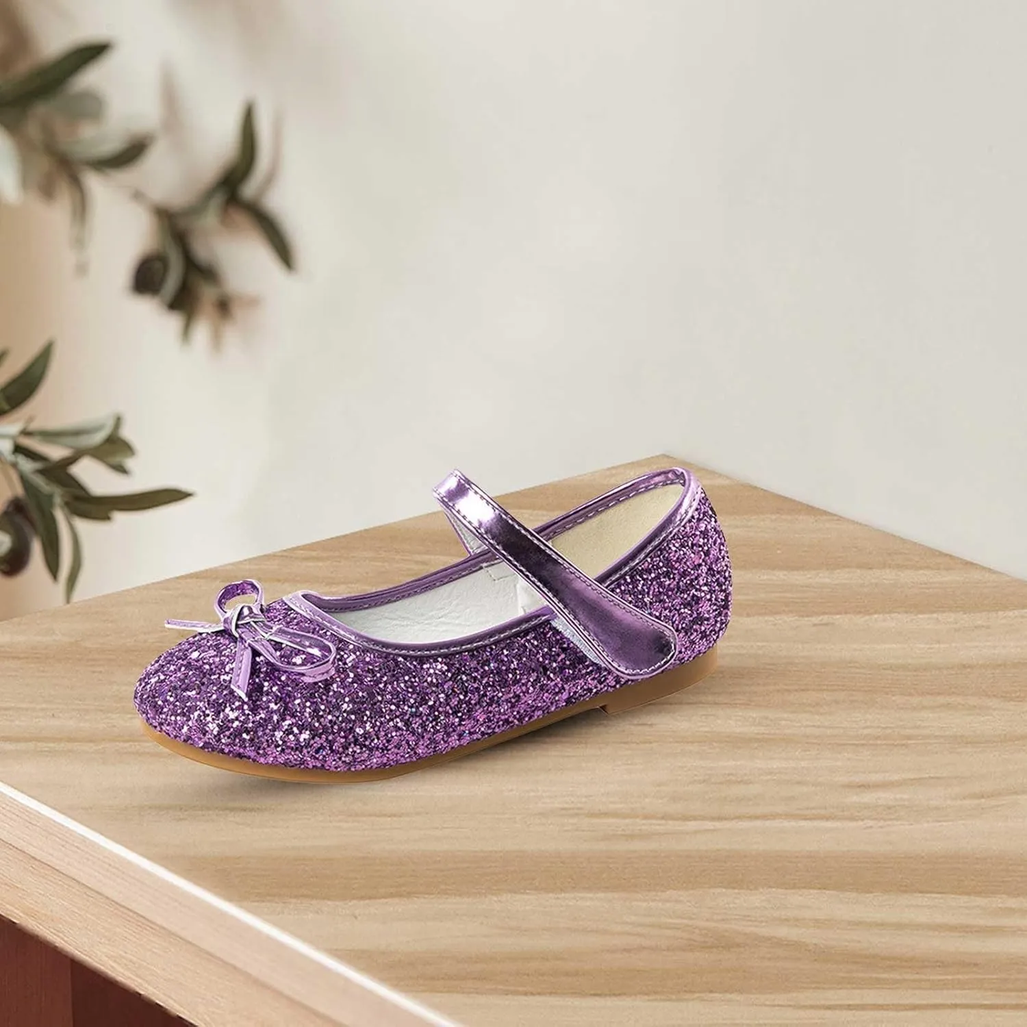 Flower Girl Dress Shoes Rhinestones Bow Mary Jane Ballet Flats for Girls Wedding Party Toddler Kids Dress Shoes Girls