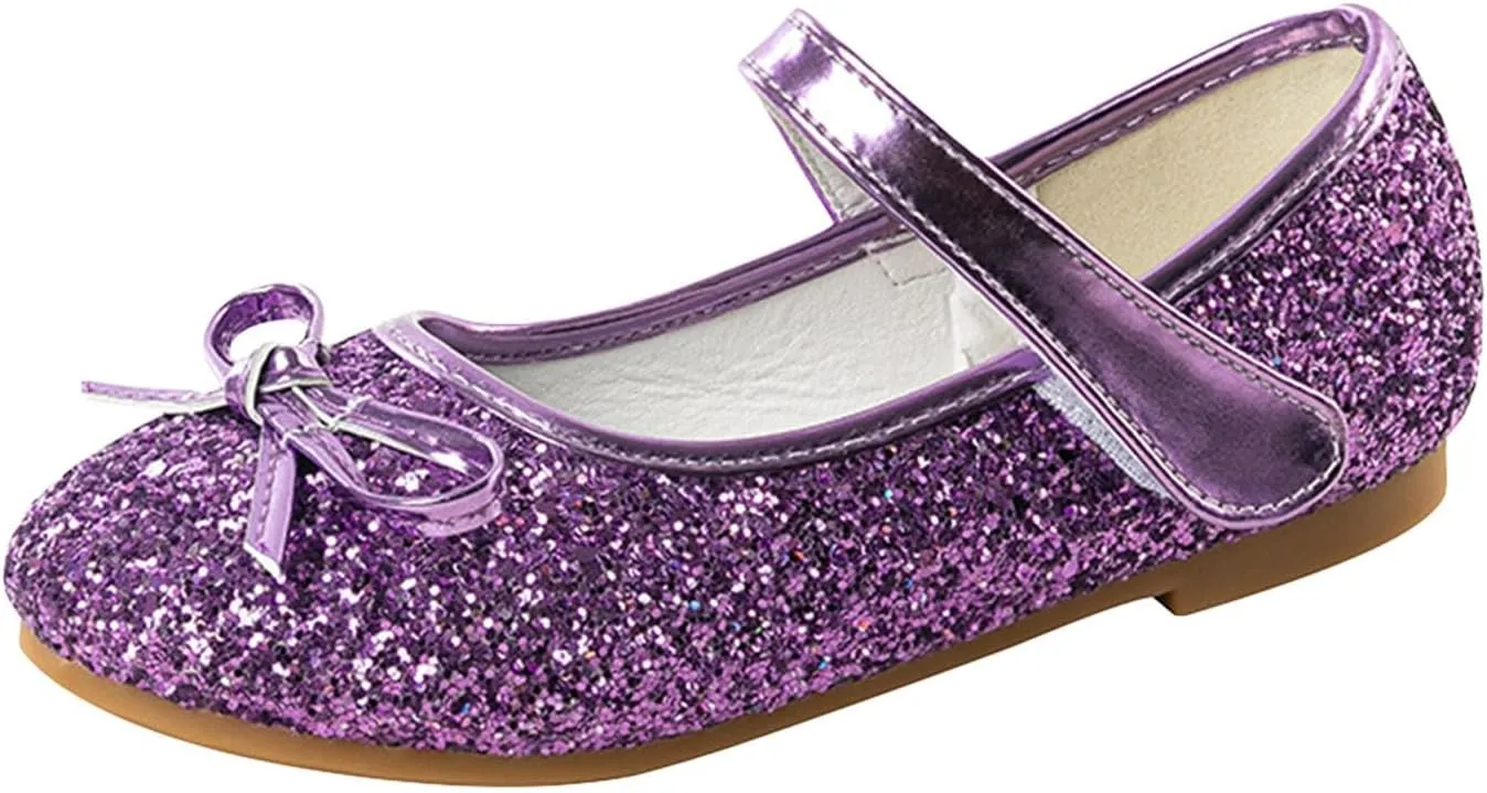Flower Girl Dress Shoes Rhinestones Bow Mary Jane Ballet Flats for Girls Wedding Party Toddler Kids Dress Shoes Girls