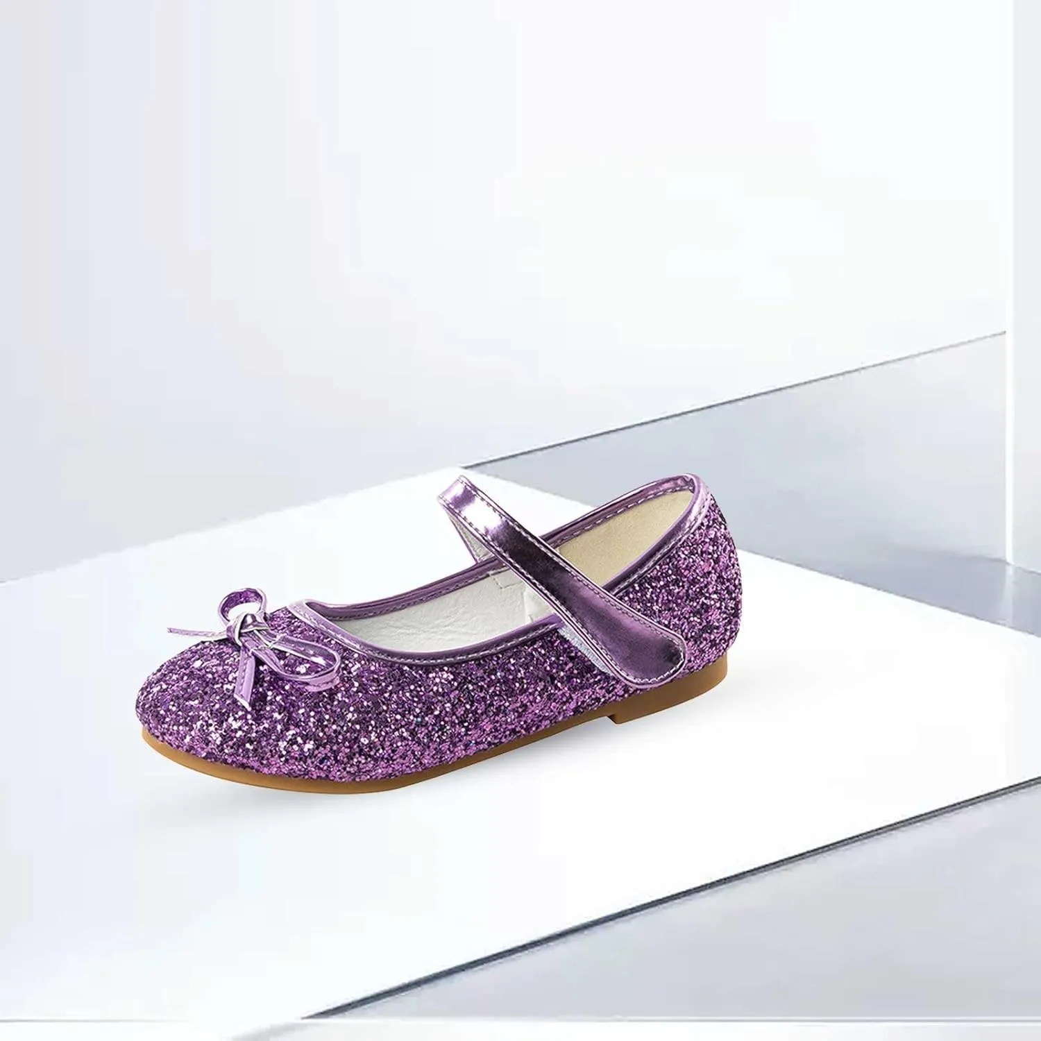 Flower Girl Dress Shoes Rhinestones Bow Mary Jane Ballet Flats for Girls Wedding Party Toddler Kids Dress Shoes Girls