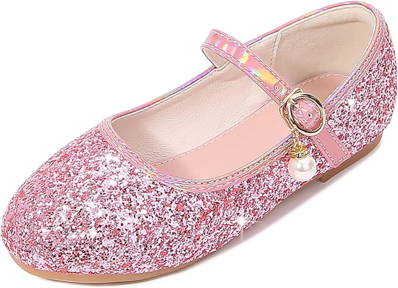 Flower Girls Dress Shoes Glitter Ballet Flat for Toddler Wedding Pary School Fashion Buckle Mary Jane Slippers Kids