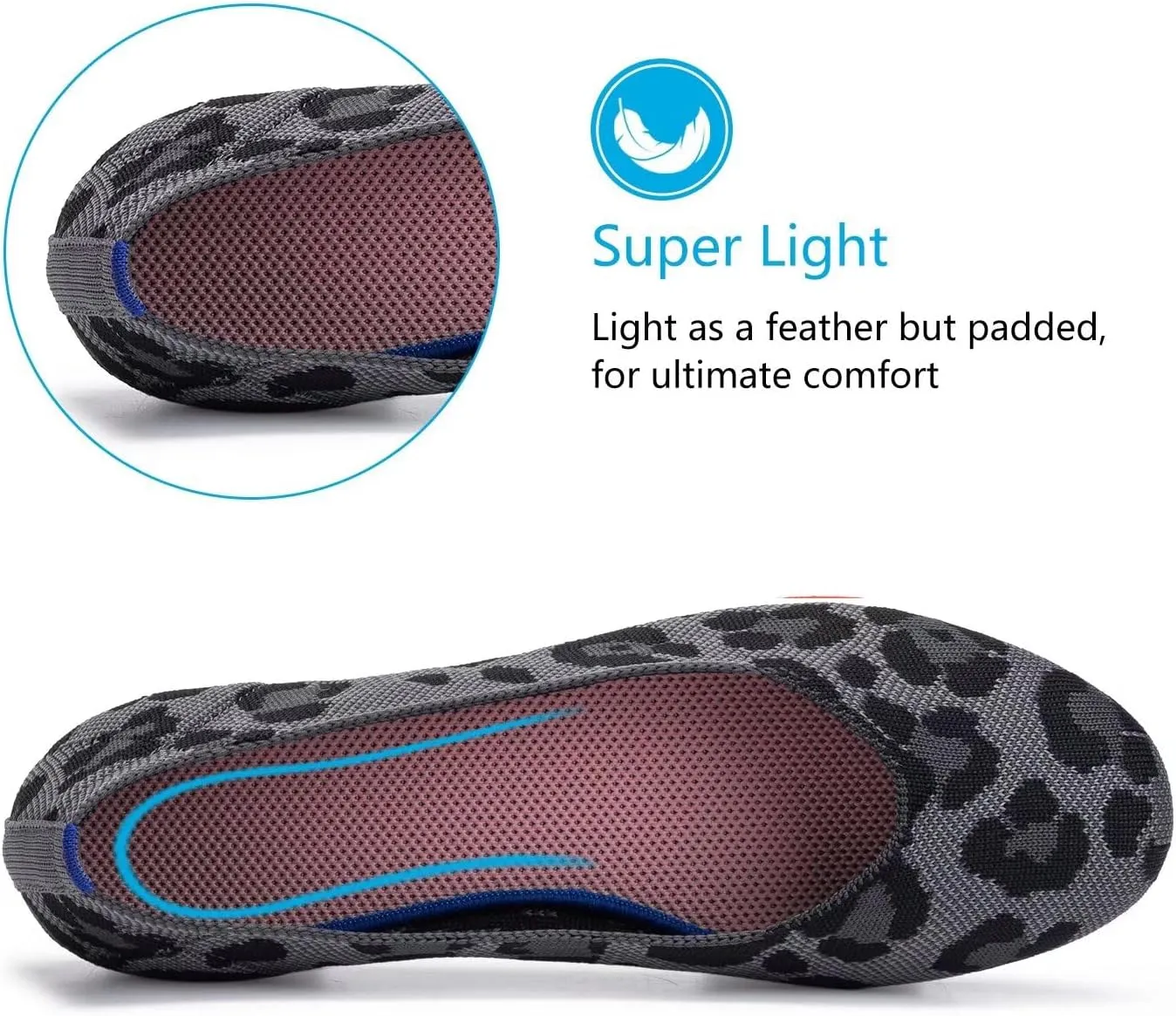 Frank Mully Womens Ballet Flat Shoes Knit Dress Shoes Round Toe Slip On Ballerina Walking Flats Shoes for Woman Low Wedge Comfort Soft
