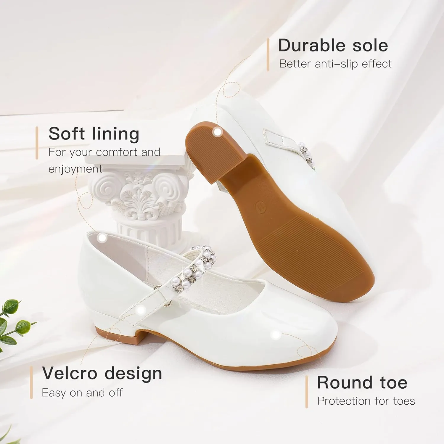 Furdeour Toddler Girls Mary Janes Shoes Low Heel Ballet Flats Wedding Party Dress Shoes for Kids