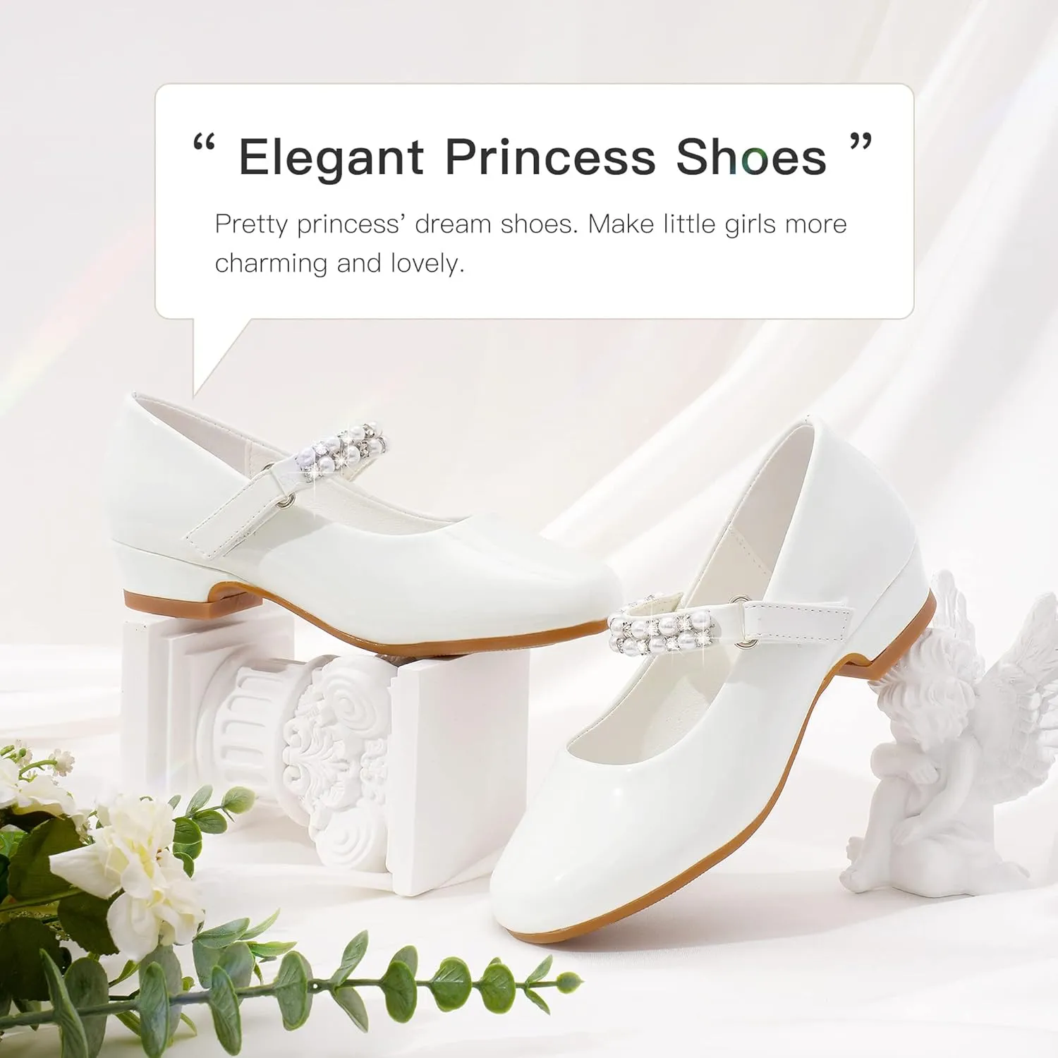 Furdeour Toddler Girls Mary Janes Shoes Low Heel Ballet Flats Wedding Party Dress Shoes for Kids