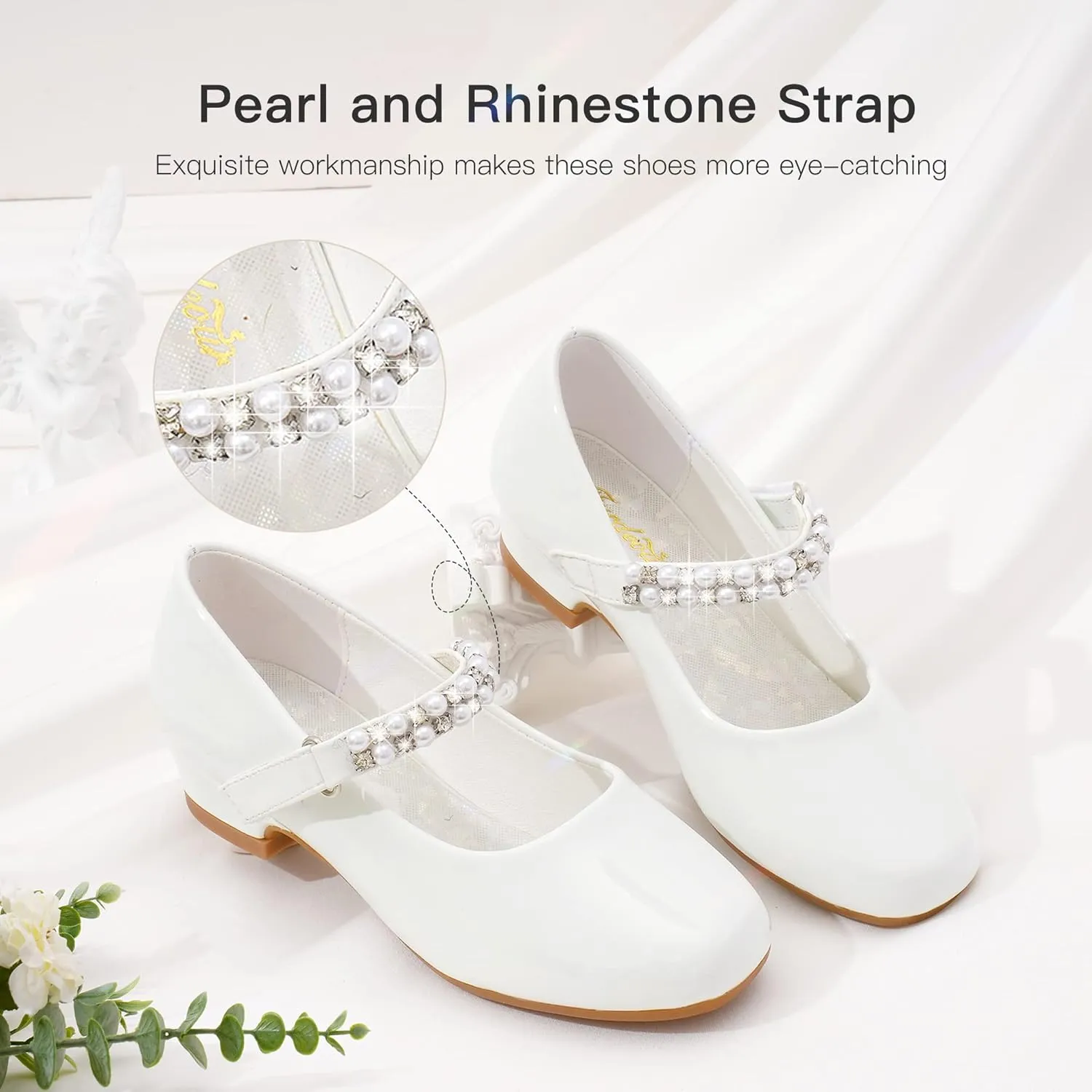 Furdeour Toddler Girls Mary Janes Shoes Low Heel Ballet Flats Wedding Party Dress Shoes for Kids