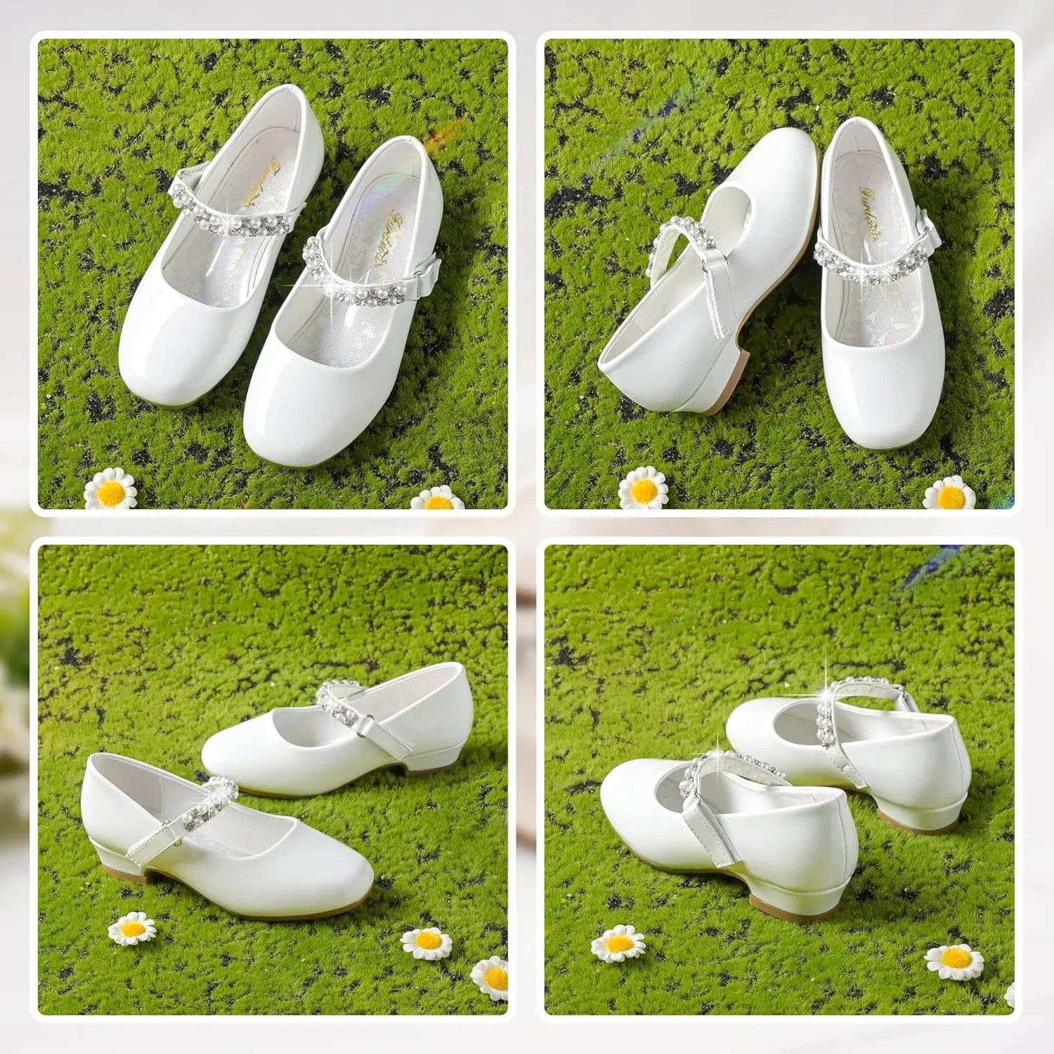 Furdeour Toddler Girls Mary Janes Shoes Low Heel Ballet Flats Wedding Party Dress Shoes for Kids