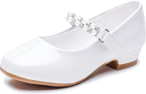 Furdeour Toddler Girls Mary Janes Shoes Low Heel Ballet Flats Wedding Party Dress Shoes for Kids