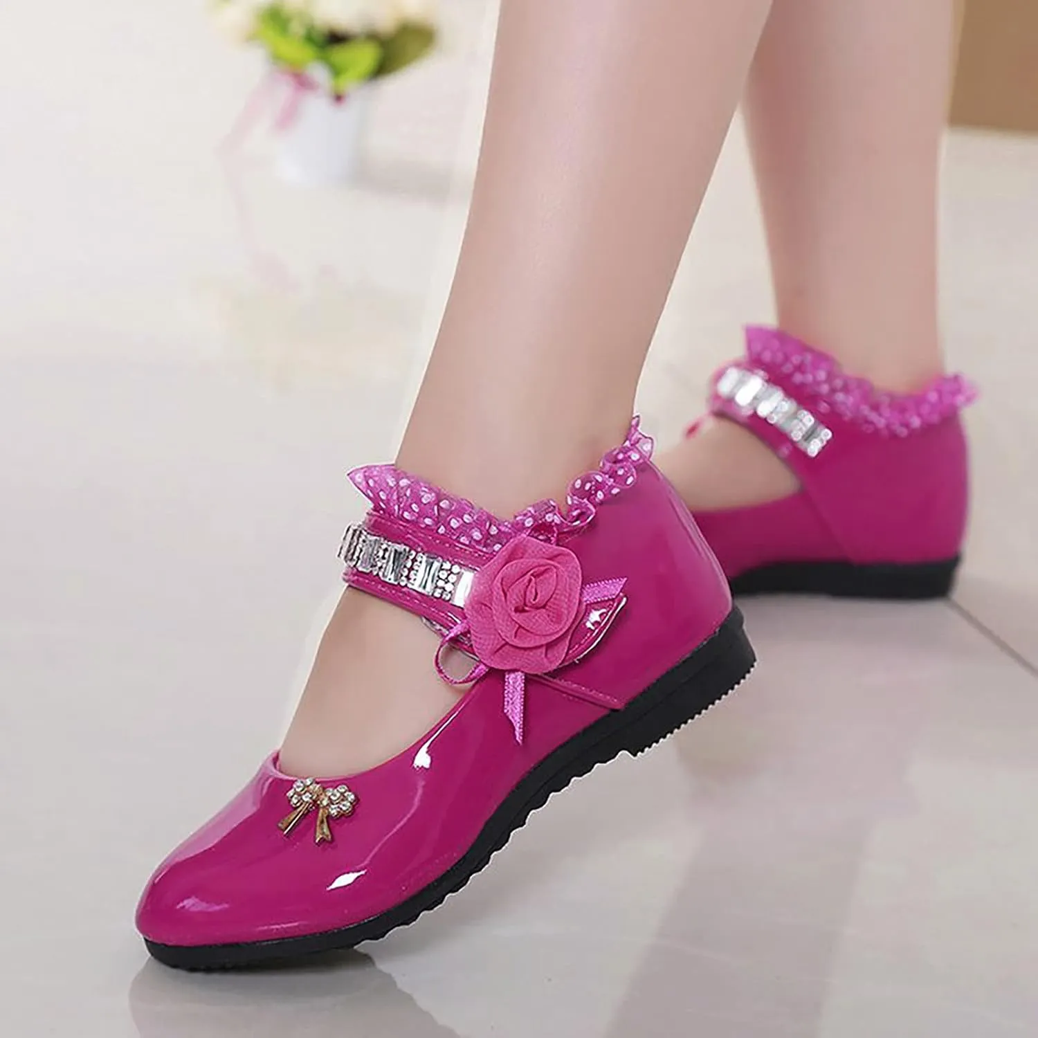Girls and Toddler Mary Jane Dress Shoes Wedding Party Flower Girl School Shoes Slip on Ballet Flat Toddler Shoes Girl