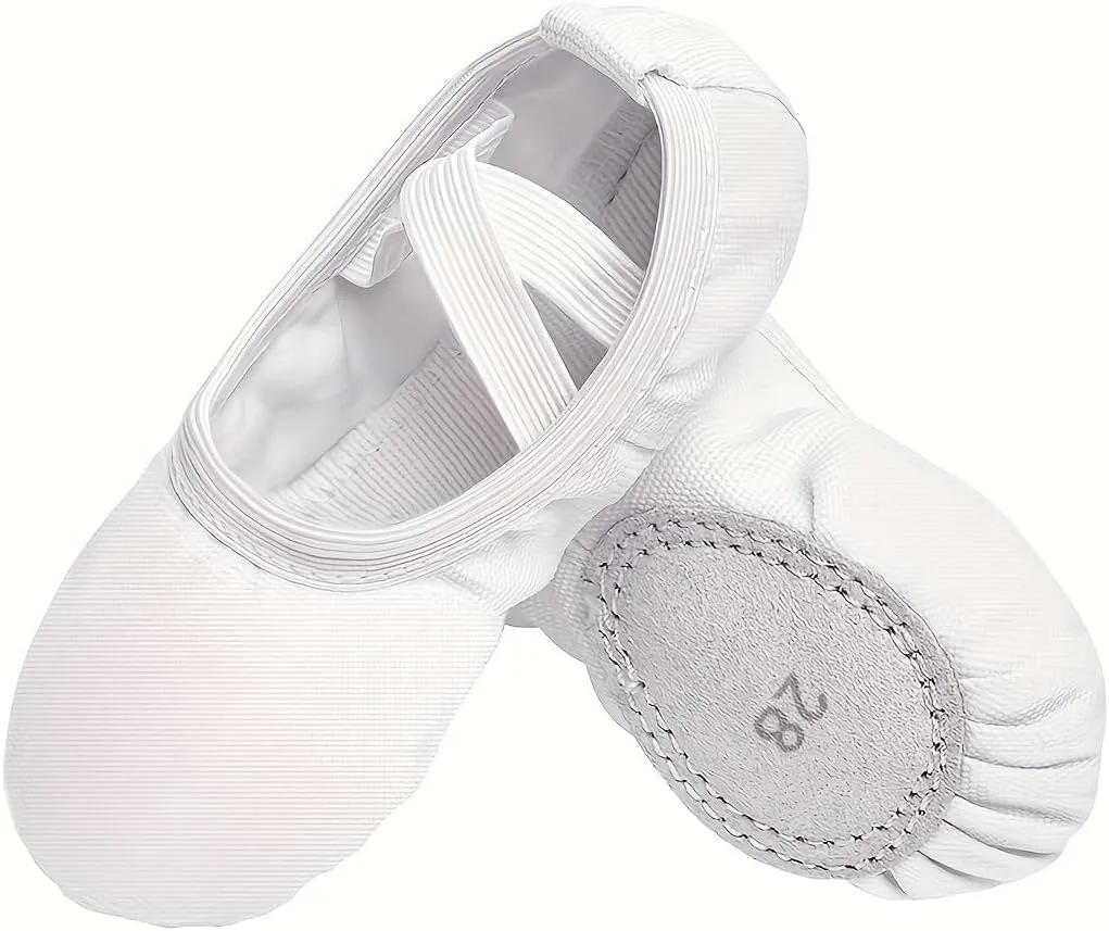 Girls' Ballet Dance Shoes - Soft Sole, Canvas Upper, Elastic Strap, Available in Black, Beige, Red - Ideal for Practice and Performance