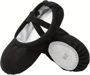 Girls' Ballet Dance Shoes - Soft Sole, Canvas Upper, Elastic Strap, Available in Black, Beige, Red - Ideal for Practice and Performance