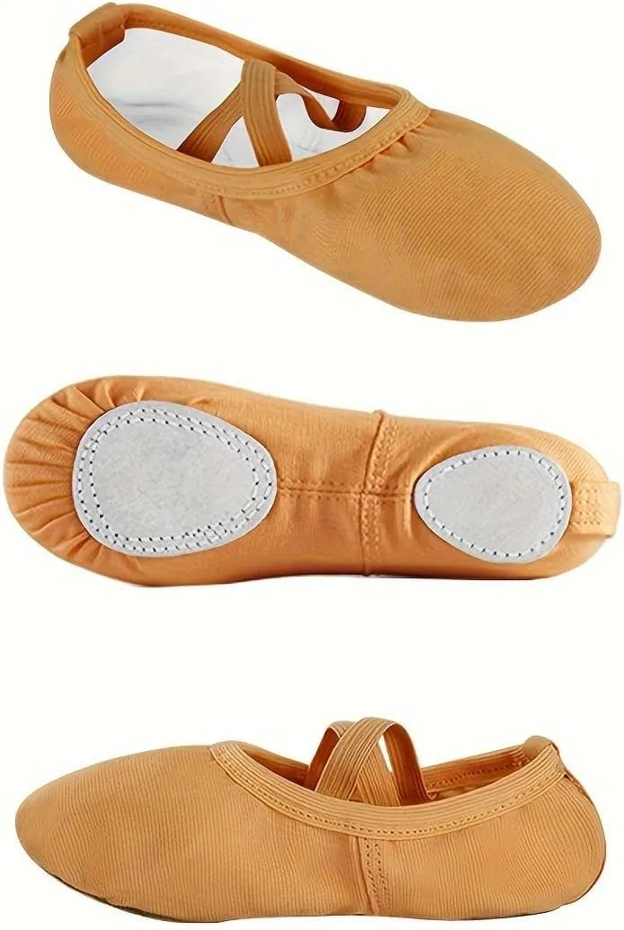 Girls' Ballet Dance Shoes - Soft Sole, Canvas Upper, Elastic Strap, Available in Black, Beige, Red - Ideal for Practice and Performance