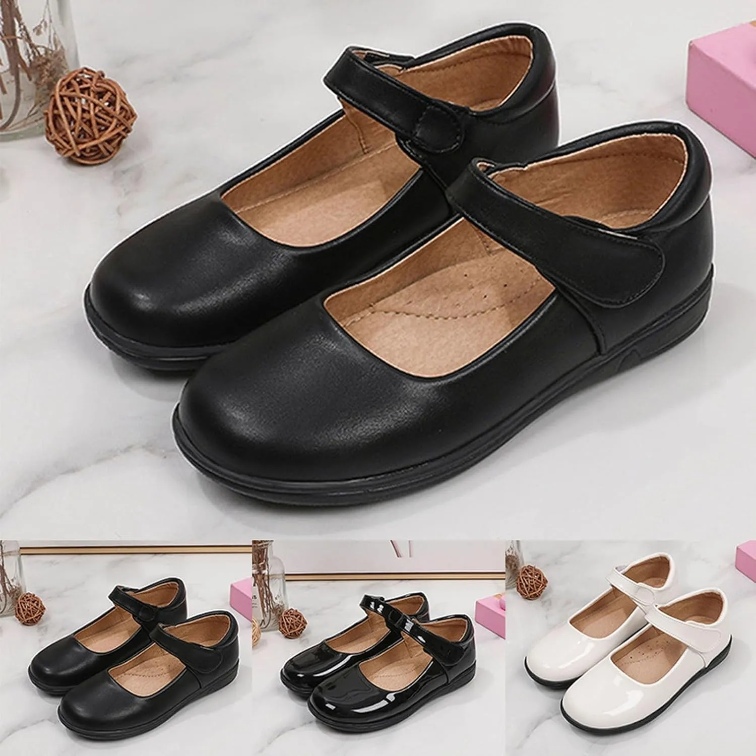 Girls Ballet Dress Shoes Kids Toddler Mary Jane Flats Pu Leather Solid Wedding Party School Communio Oxfor Shoes