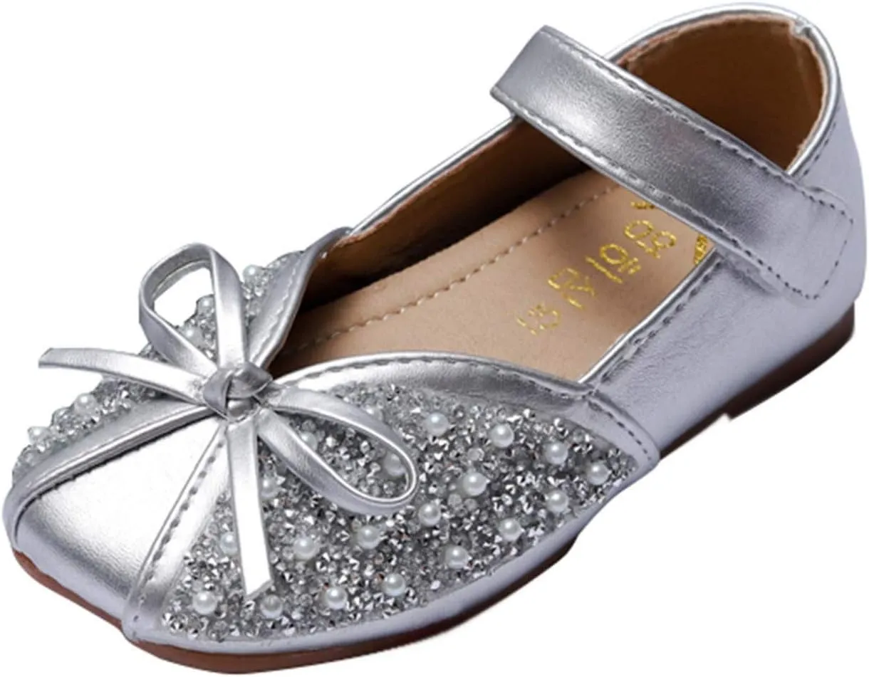 Girls Ballet Flats Shoes Ballerina Bowknot Mary Jane Wedding for Party Toddlers Elastic Princess Dress Shoes Sandals