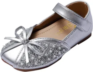 Girls Ballet Flats Shoes Ballerina Bowknot Mary Jane Wedding for Party Toddlers Elastic Princess Dress Shoes Sandals