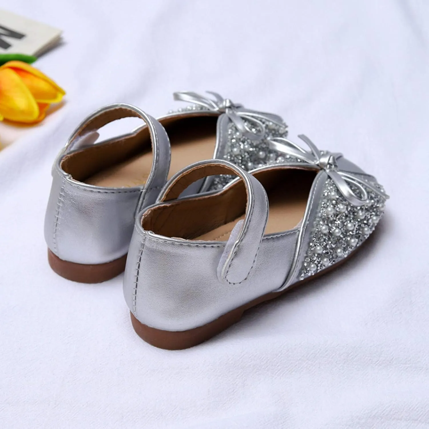 Girls Ballet Flats Shoes Ballerina Bowknot Mary Jane Wedding for Party Toddlers Elastic Princess Dress Shoes Sandals