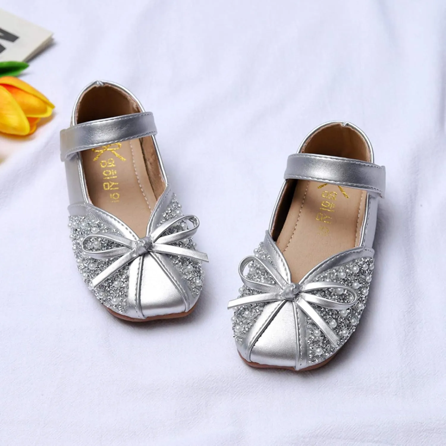 Girls Ballet Flats Shoes Ballerina Bowknot Mary Jane Wedding for Party Toddlers Elastic Princess Dress Shoes Sandals