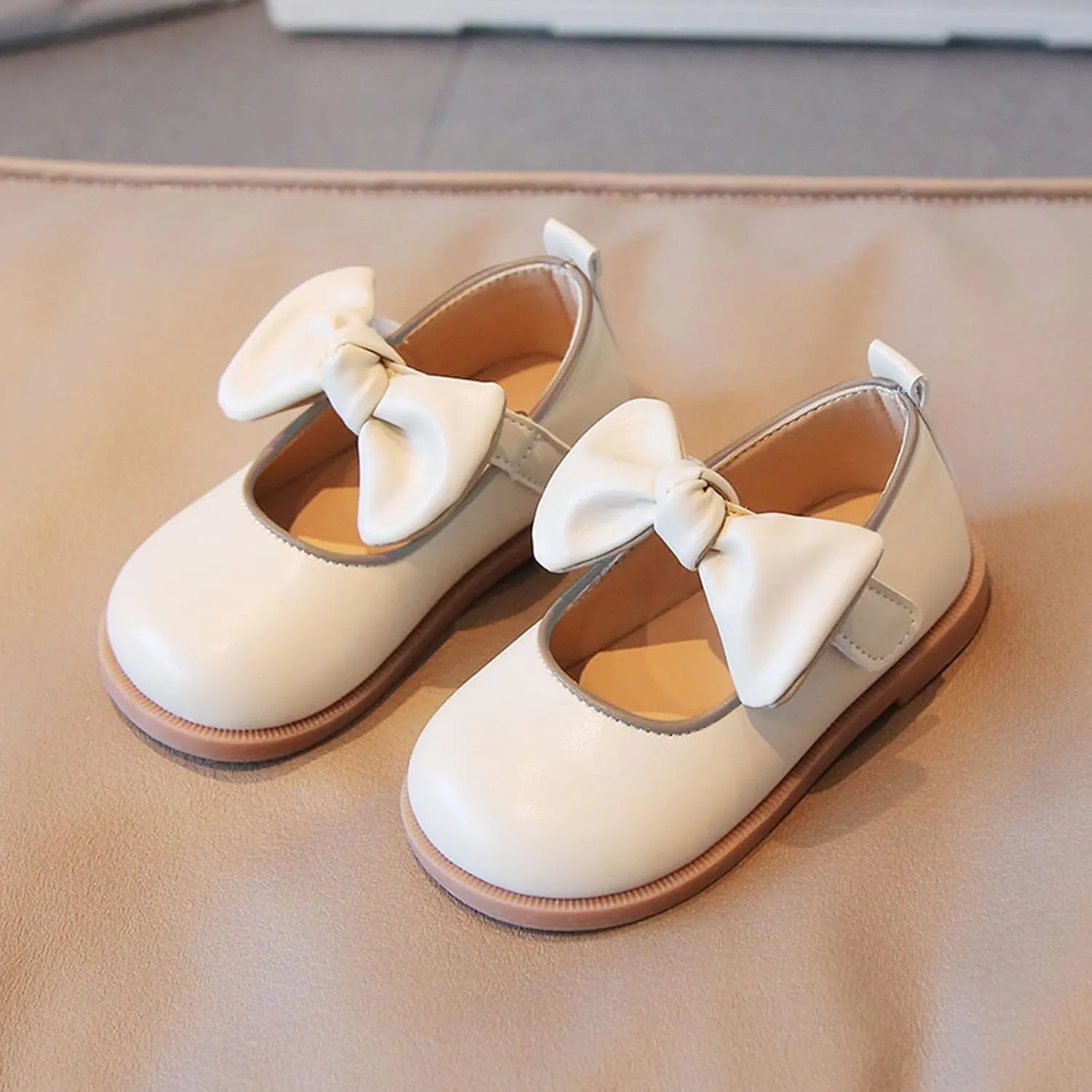 Girl's Ballet Round Toe Bow Lightweight Solid Color Dress Shoes for Toddler/Little Kid/Big Kid