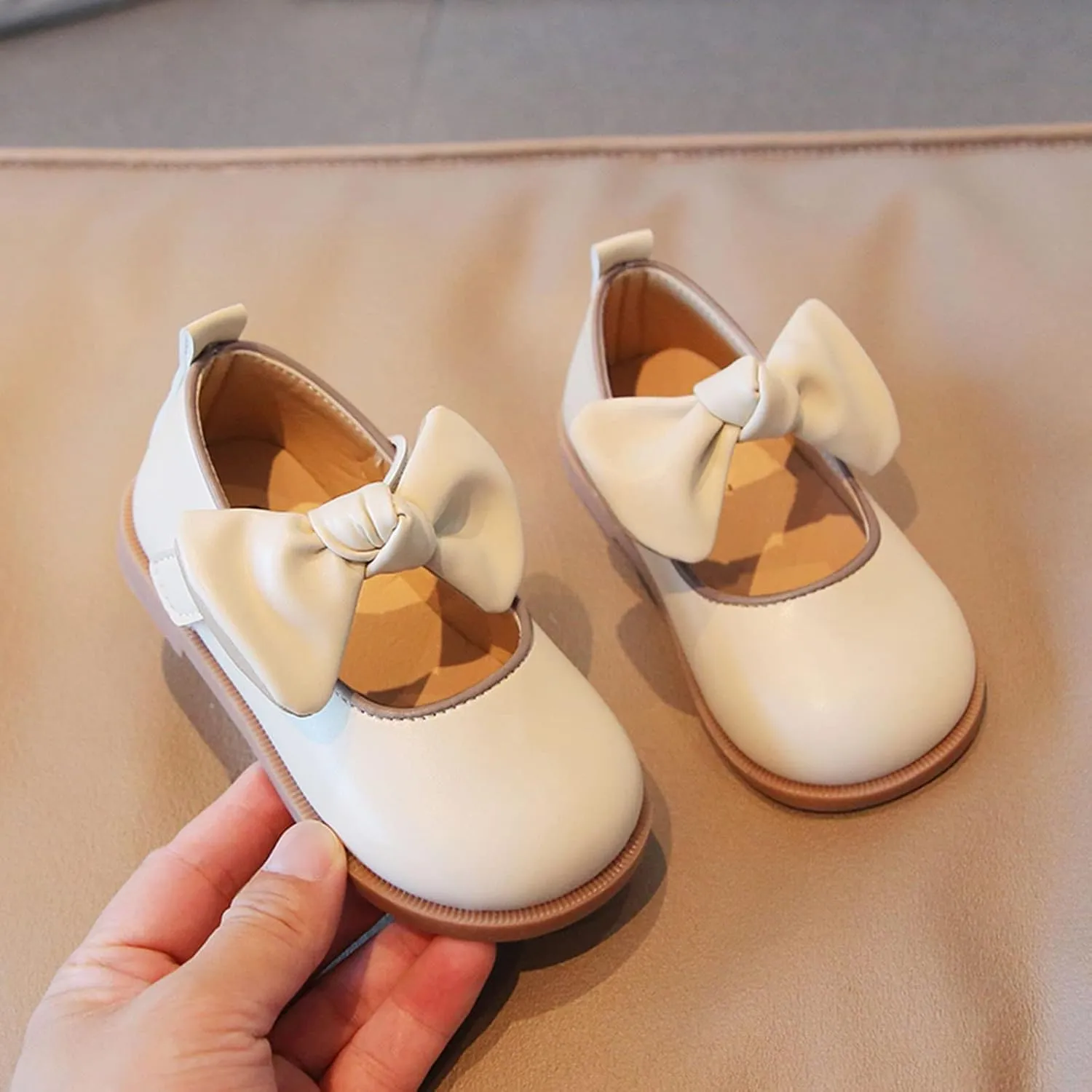 Girl's Ballet Round Toe Bow Lightweight Solid Color Dress Shoes for Toddler/Little Kid/Big Kid