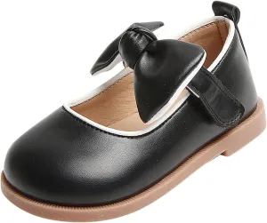 Girl's Ballet Round Toe Bow Lightweight Solid Color Dress Shoes for Toddler/Little Kid/Big Kid