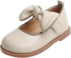 Girl's Ballet Round Toe Bow Lightweight Solid Color Dress Shoes for Toddler/Little Kid/Big Kid