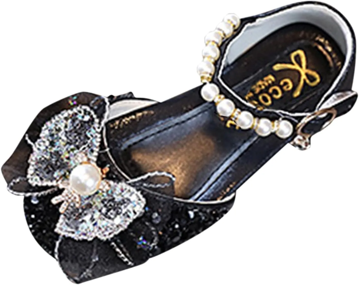 Girls Ballet Shoes Bow Plastics Pearl Color Matching Gradient Spring Shoes for Girls Strap Leather Sandals
