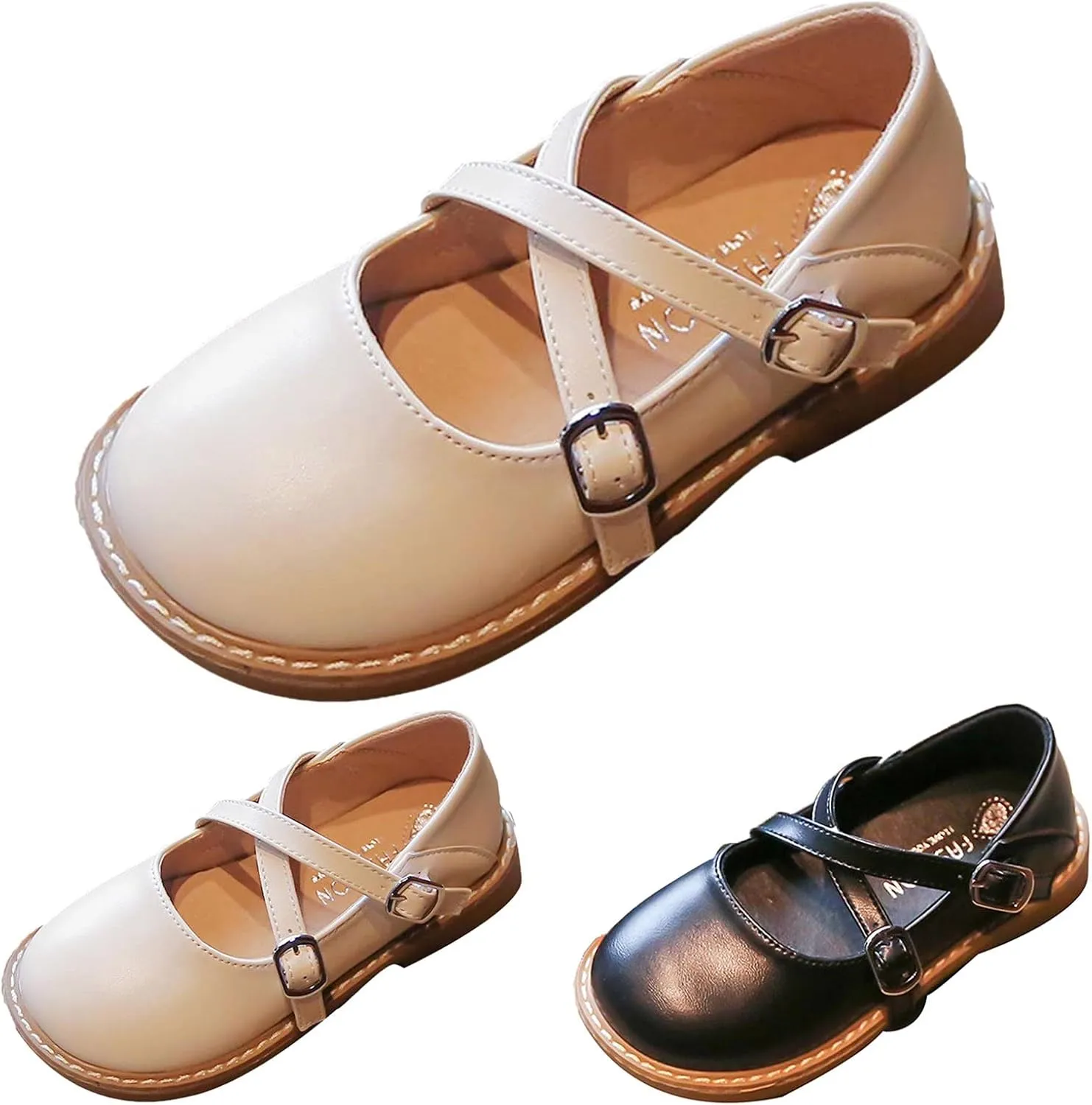 Girls Ballet Shoes Fashion Four Seasons Children Casual Shoes Girls Round Toe Flat Sole Thick Sole Lightweight Shoes