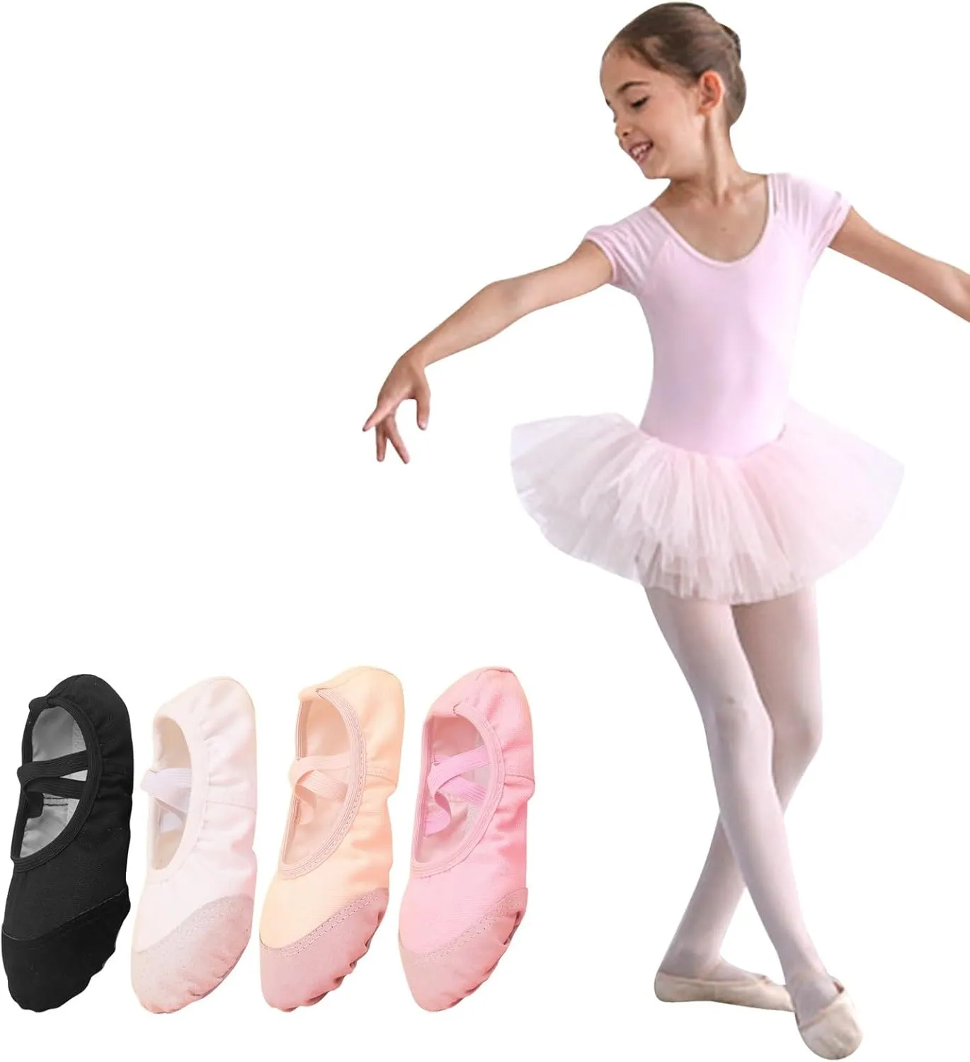 Girls Ballet Shoes for Dance Canvas Yoga Shoes/Ballet Slippers for Dancing Toddler Little Kid Ballerina Slippers