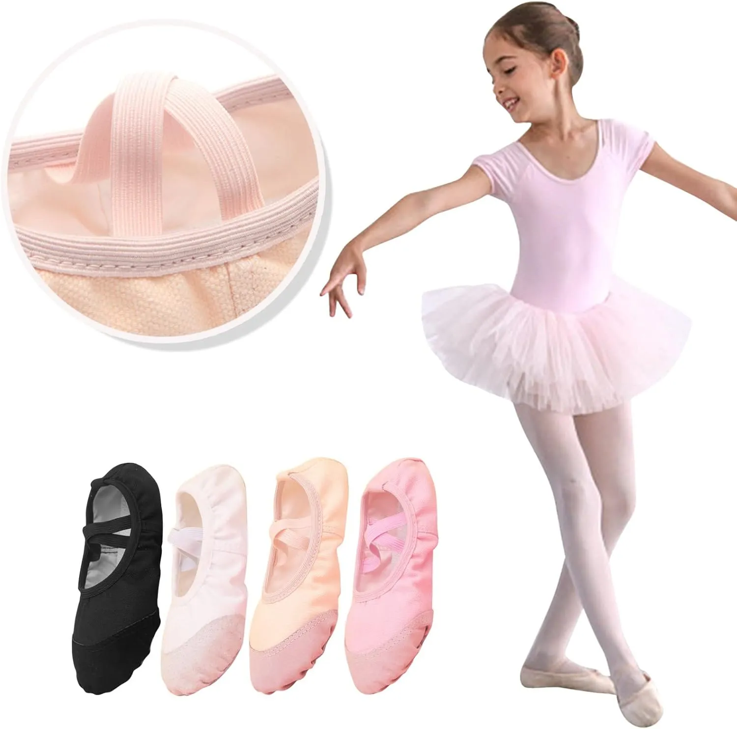 Girls Ballet Shoes for Dance Canvas Yoga Shoes/Ballet Slippers for Dancing Toddler Little Kid Ballerina Slippers