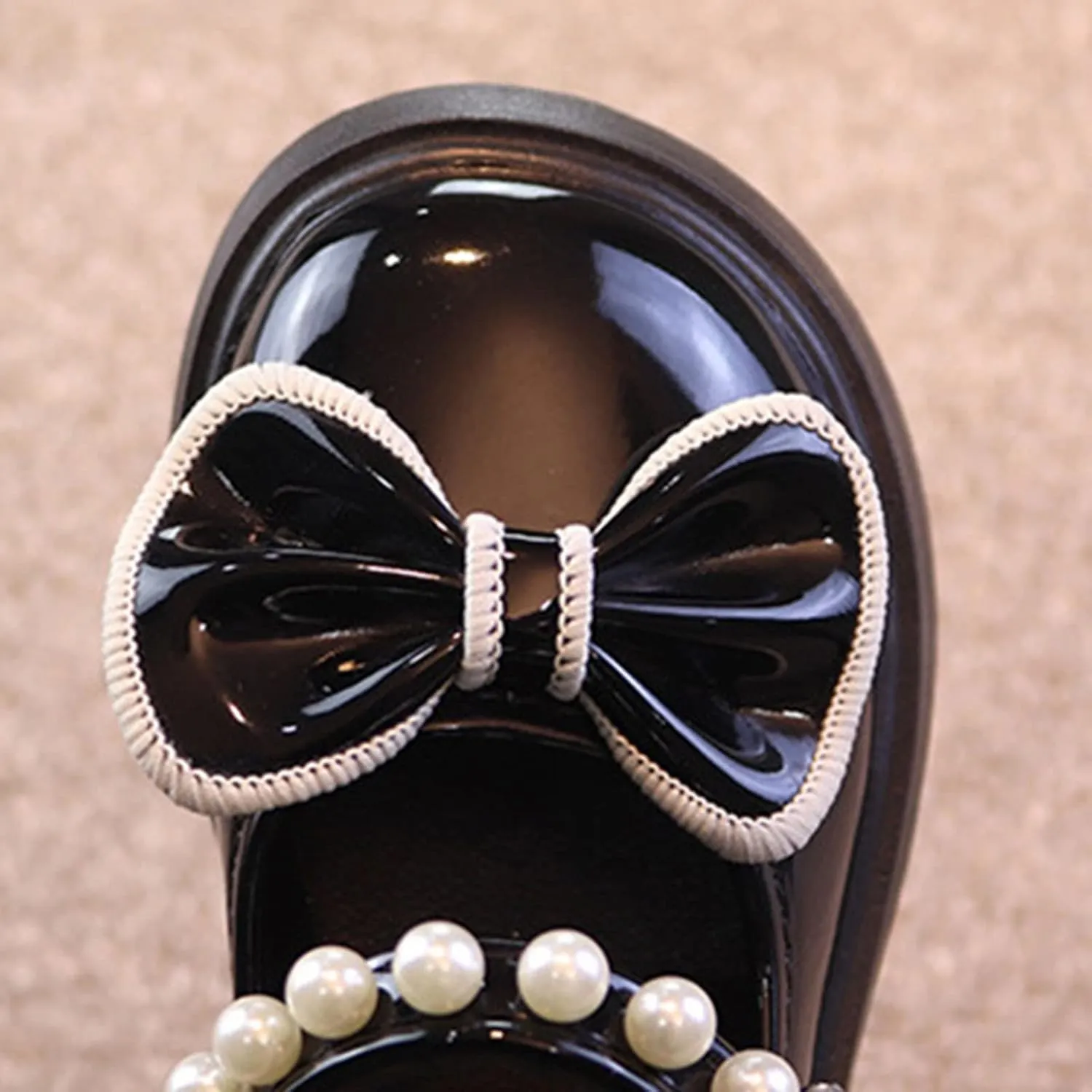 Girls Ballet Shoes Girl's Leather Shoes Dress Shoes Princess Shoes Bow Shiny Pearl Fairy Shoes for Lightweight Shoes