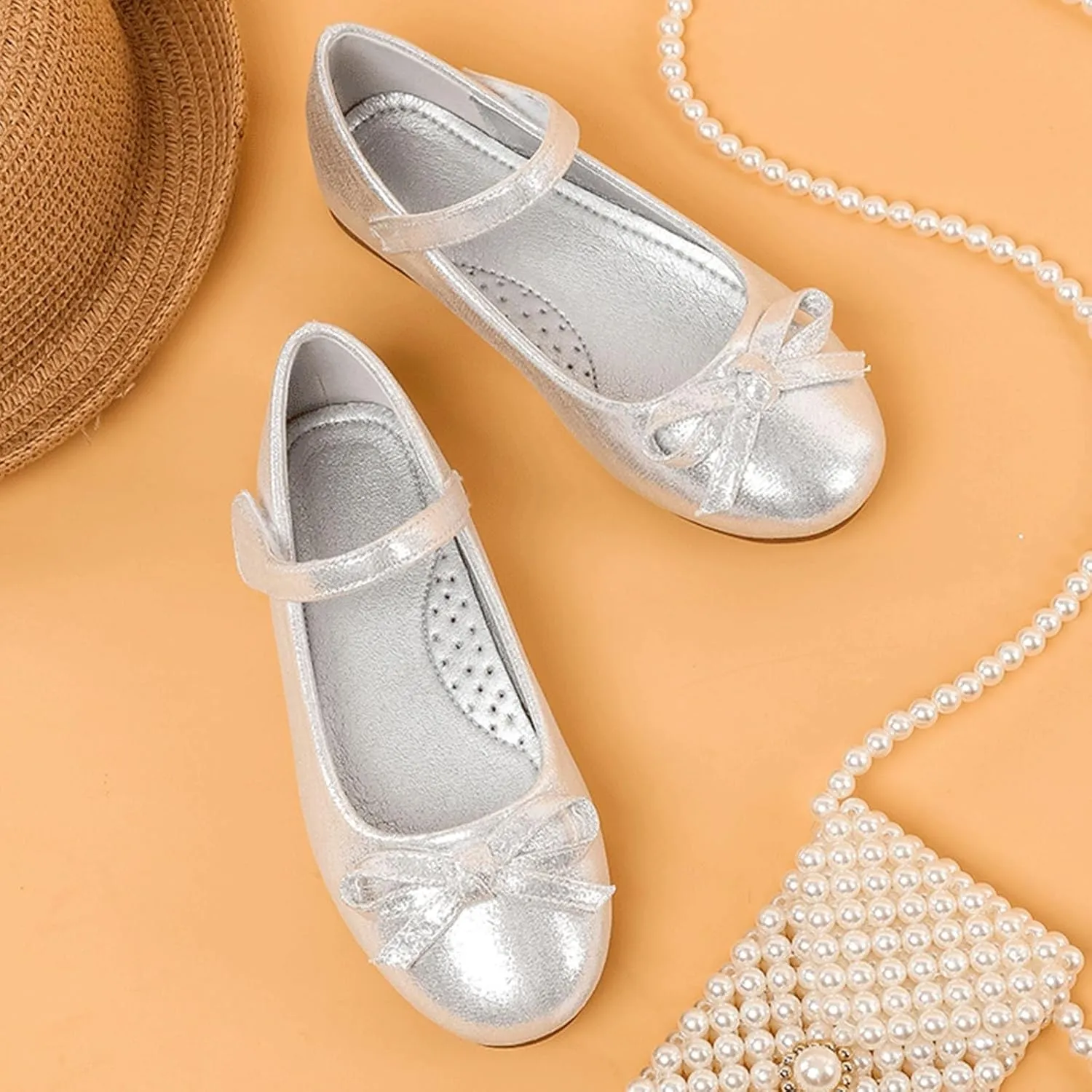 Girls Ballet Shoes Kids Leather Shoes with Bow Non Slip Children Ballet Girl Student Shoes Open-Toe Flat Sandals