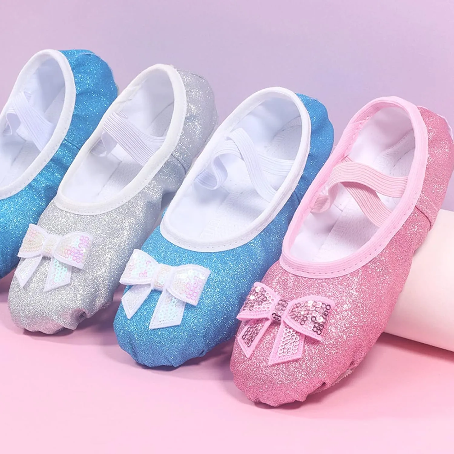 Girls Dance Shoes Kids Soft Sole Bow Tie Ballet Performance Indoor Shoes Yoga Dance Non Slip Breathable Sneaker