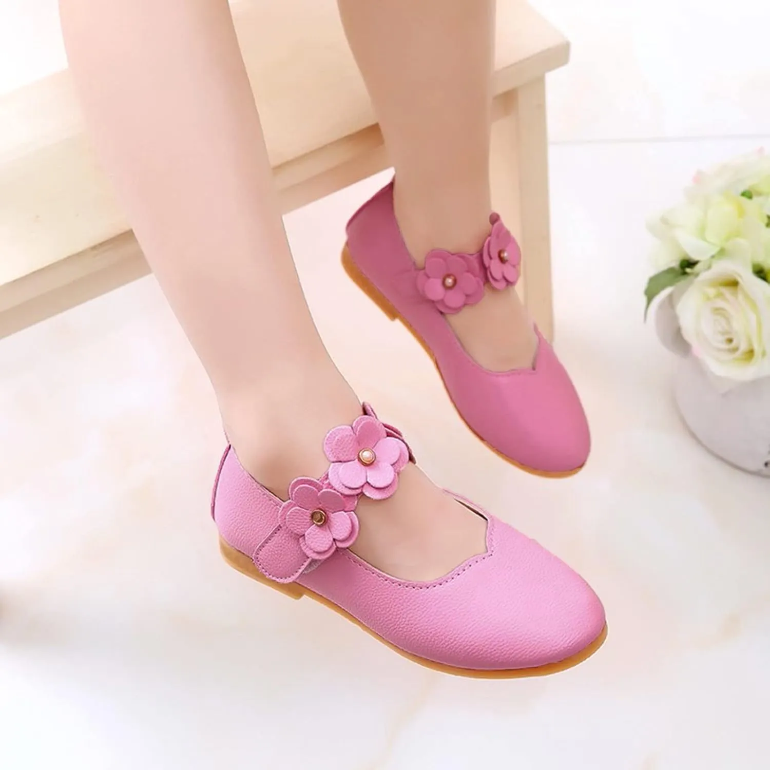 Girls Dance Shoes Lightweight Cozy Graphic Flower Student Shoes Soft Toddler First Walkers Ballet Shoes