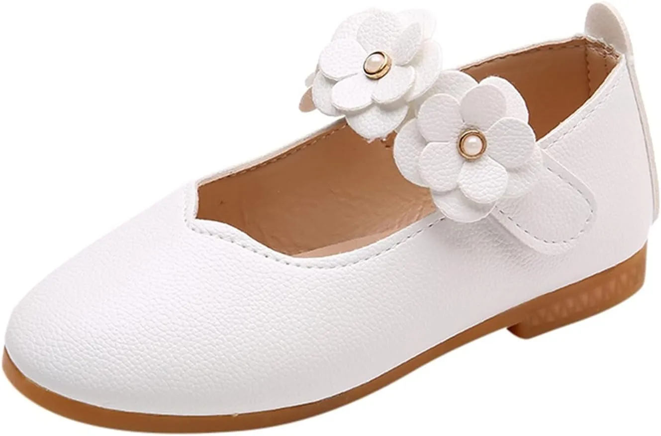 Girls Dress Shoes Closed Toe Wedding Party School Ankle Strap Ballet Flats Shoes Little School Shoes for Teen Girls