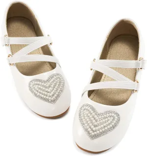 Girls Dress Shoes Flats: Little Kid Princess Flat for Birthday Wedding - Toddler Ballerina Shoe for School Walking