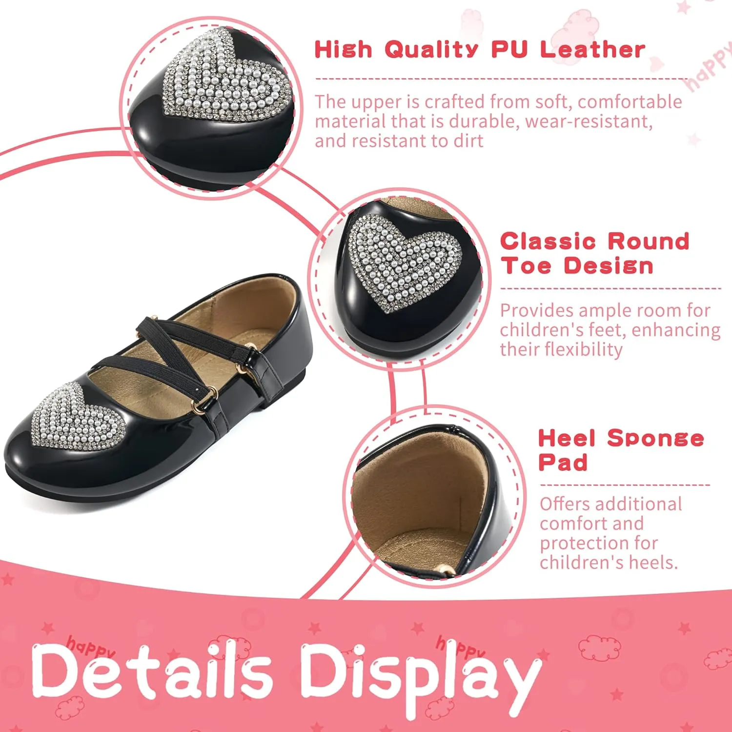 Girls Dress Shoes Flats: Little Kid Princess Flat for Birthday Wedding - Toddler Ballerina Shoe for School Walking