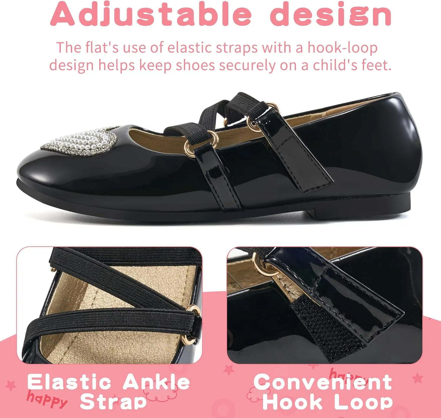 Girls Dress Shoes Flats: Little Kid Princess Flat for Birthday Wedding - Toddler Ballerina Shoe for School Walking